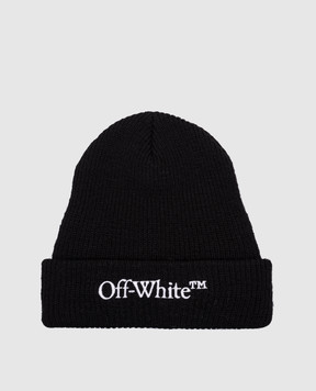 Off-White Черная шапка из шерсти с вышивкой логотипа OMLC048C99KNI001