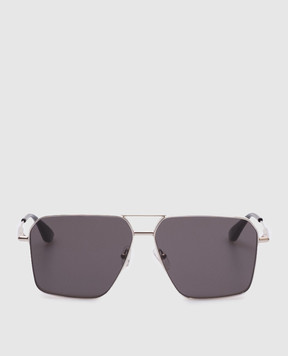 Alexander McQueen Серебристые солнцезащитные очки Navigator 832524I3330