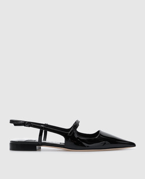 Jimmy Choo Черные кожаные лакированные слингбеки DIDI DIDIFLATPAT