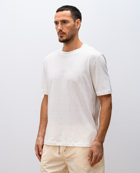 Brunello Cucinelli Белая футболка с леном прямого кроя MW8351308