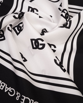 Dolce&Gabbana Белый платок из шелка в контрастный принт логотипа FN092RGDDAS