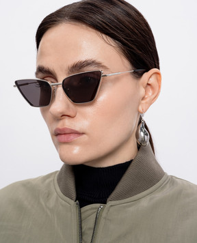 Alexander McQueen Серебристые очки T-Bar Cat-Eye 821690I3330