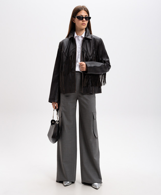 Max Mara Weekend - Коричневая кожаная куртка ERACLE с бахромой