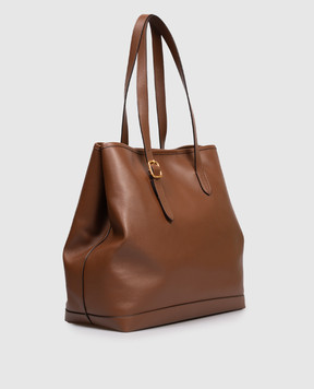 Bally Коричнева шкіряна сумка-тоут з логотипом WAE05ZVT769
