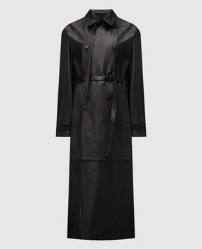 Ann Demeulemeester Чорний шкіряний двобортний тренч Ansa B0013109LT038