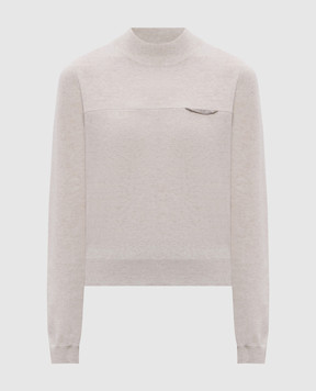 Brunello Cucinelli Бежевий джемпер з кашеміру з ланцюжком моніль M12212604P