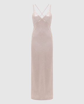 Twinset Бежевое платье макси в пайетке 251TT2130