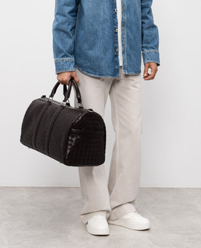 Bottega Veneta Коричневая кожаная дорожная сумка-дафл с плетением 781053V2HL1
