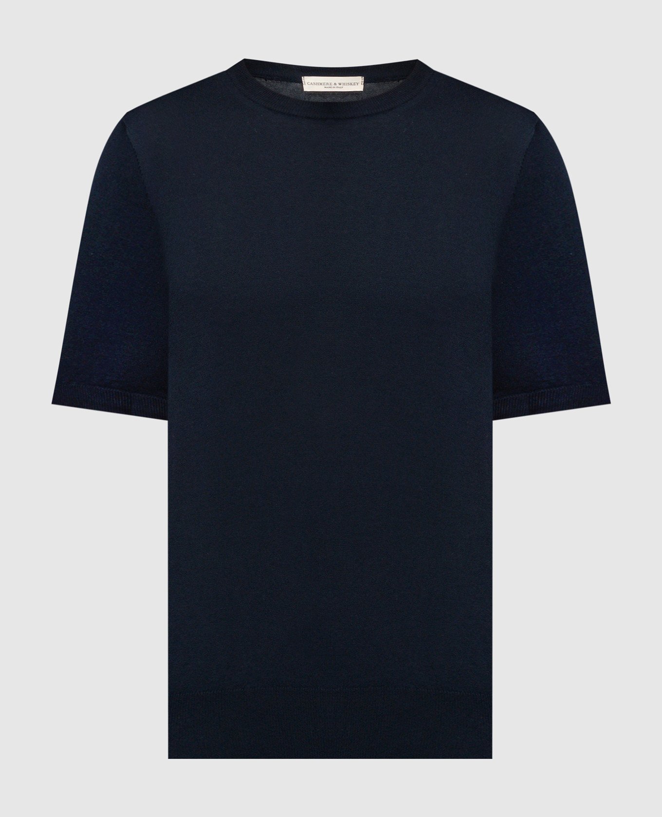 Blue T-shirt with silk and cashmere