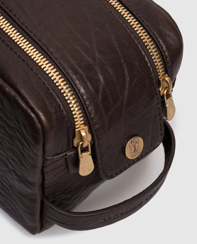 Brunello Cucinelli Коричневий шкіряний несесер з логотипом MWEHBU334