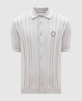 Brunello Cucinelli Серый кардиган с коротким рукавом с логотипом логотип логотип. M28707915T