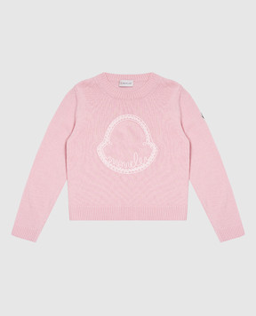Moncler ENFANT Детский розовый джемпер из шерсти и кашемира с логотипом. J29549C00003M4281810