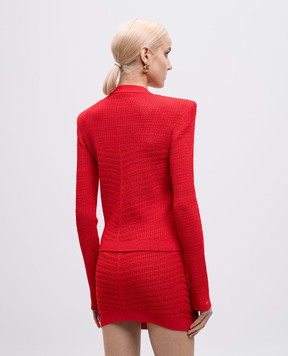 Balmain Красный кардиган в узор. EF0KL191KI42