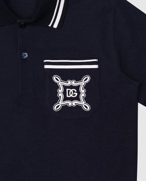 Dolce&Gabbana Дитяче синє поло з монограмою логотипа L4JTIIG7O0B