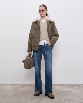 Brunello Cucinelli Бежевый пуловер с цепочкой мониль MSB581812