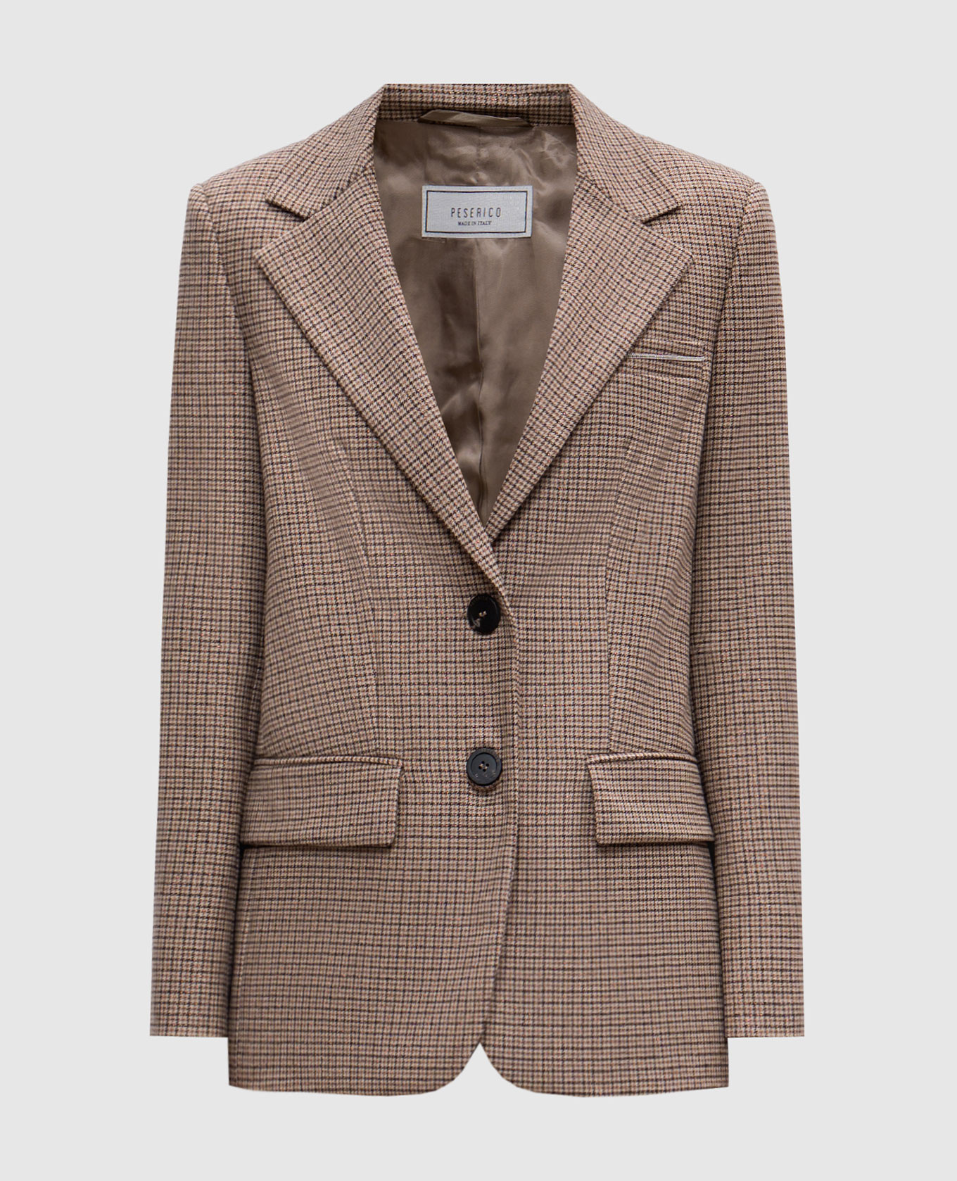 

Коричневый жакет из шерсти в клетку с люрексом, Жакеты