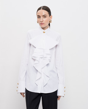 Balmain Біла блуза з жабо FF1HR150CG22