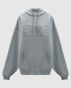 Vetements Серое меланжево худи с фактурным логотипом UA65HD370G