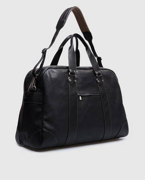 Brunello Cucinelli Черная кожаная дорожная сумка с логотипом MBZIBU394