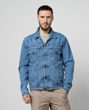 ISAIA Блакитна джинсова куртка з ефектом потертості GBD001DJ123