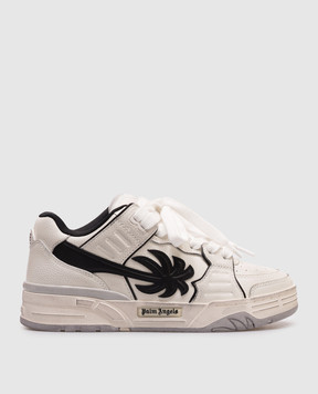 Palm Angels Белые кожаные кроссовки Venice с винтажным эффектом PWIA065S25LEA002