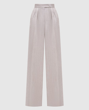 Max Mara Бежевые палаццо RAUCHE из льна в полоску RAUCHE
