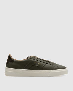Santoni Зеленые кожаные кеды с логотипом. MBGT21967PNNKDRX