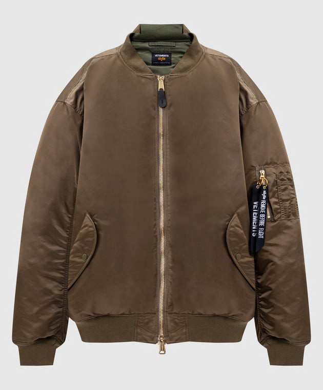 

Двухсторонний бомбер цвета хаки с логотипом, Бомберы