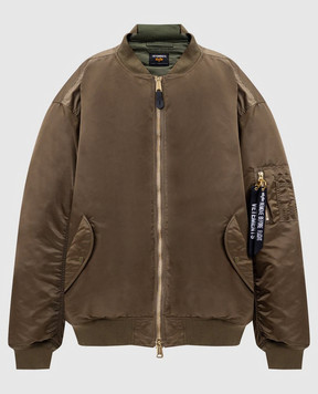 Vetements Двосторорнній бомбер кольору хакі з логотипом UH76BO450GO