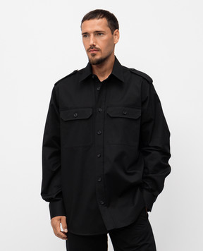 Alexander McQueen Черная рубашка с вышивкой логотипа 832666QSABY