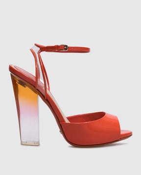 Christian Dior Помаранчеві шкіряні лаковані босоніжки KCE581VYN