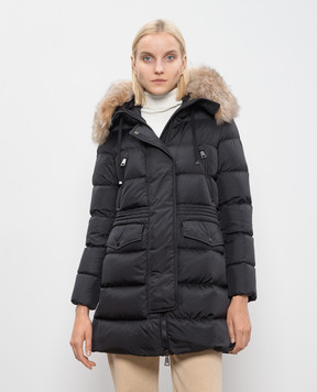 Moncler Черный пуховик Aphroti с мехом J20931C00047C0059