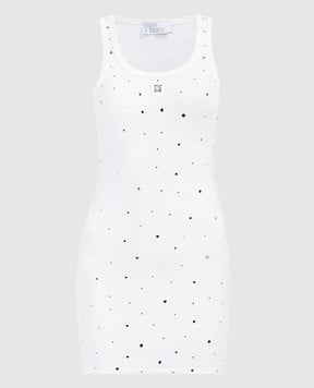 Giuseppe Di Morabito Milano Белое платье в рубчик с кристаллами 02SSDR37802296