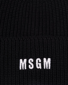 MSGM Черная шапка с вышивкой логотипа 3740ML02247575