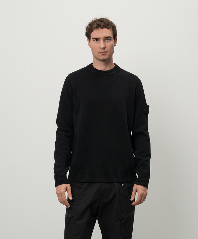 Stone Island - Черный свитер из шерсти с патчем логотипа 8115527FA