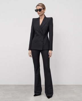 Alexander McQueen Сірі штани кльош з вовни в клітинку 818852QJAEO