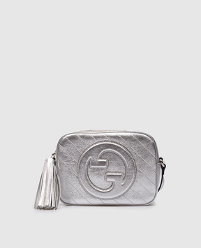 Gucci Серебряная кожаная сумка кросс-боди с фактурным логотипом 742360AACBO