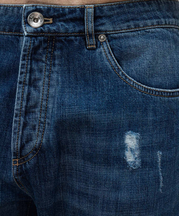 Brunello Cucinelli Синие джинсы с прорехами M0Z37X2340 изображение 5