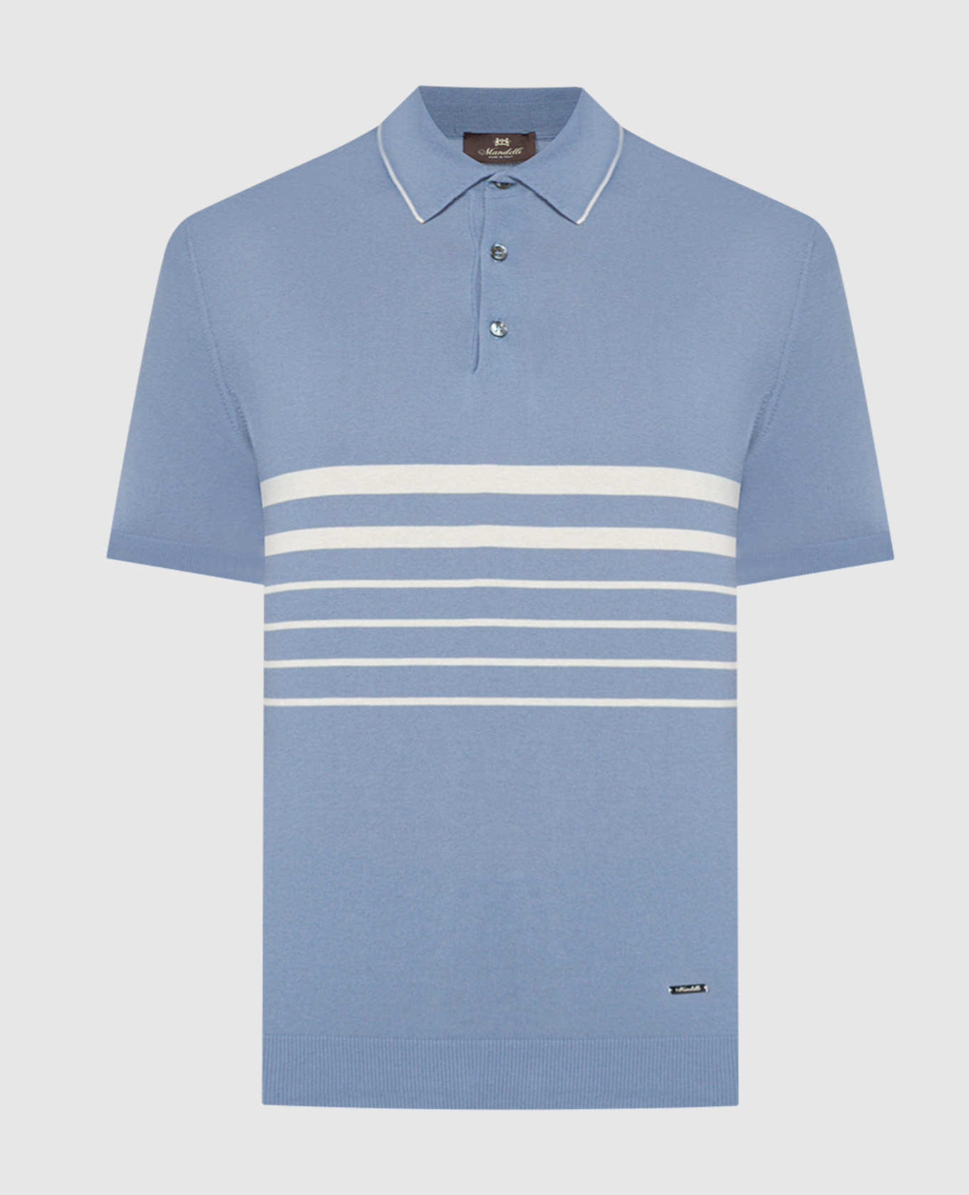 Blue striped polo shirt with logo