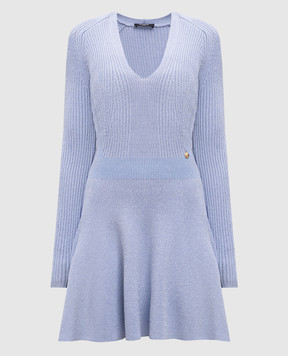 Balmain Блакитна сукня міні в рубчик EF1R9857KI09