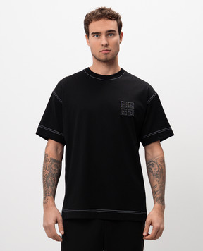 Givenchy Чорна футболка з аплікацією 4G BM71MG3YPQ