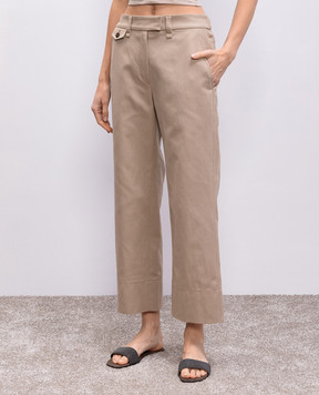 Brunello Cucinelli Бежевые брюки с льном ML145P8833