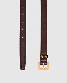 Saint Laurent Бордовый кожаный ремень Cassandre с логотипом 554465BOO0W