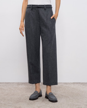 Brunello Cucinelli Сірі штани Straight Crop з вовни M038PP9052