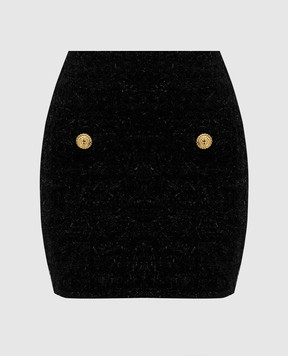 Balmain Чорна твідова спідниця з люрексом DF1LB015KG43
