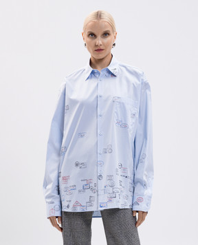 Vetements Блакитна сорочка з принтом UH76SH150L