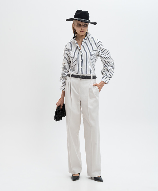 Brunello Cucinelli Белая рубашка с цепочкой мониль в полоску MP783NH566 изображение 2