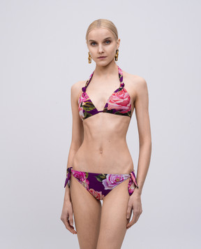 Dolce&Gabbana Фіолетовий купальник в квітковий принт O8A03JFSG9Q