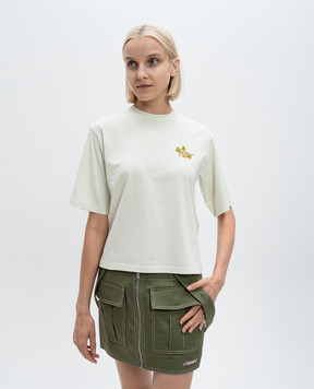 Off-White Зелена футболка з принтом логотипа Flower Arrow OWAA124F24JER001
