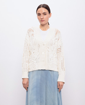 Ermanno Scervino Білий кардиган з мереживом D465N304APMQV